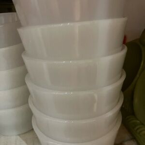 6 vintage Glasbake berry bowls